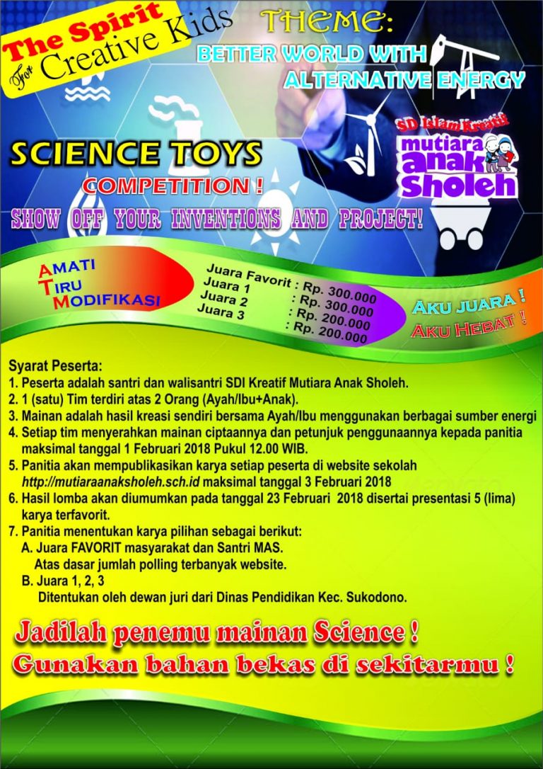 AYO IKUT SCIENCE TOYS COMPETITION! – Sekolah Islam Mutiara Anak Sholeh